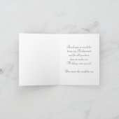 Bruidsmeisje Dankkaart Strand Bruiloft Bedankkaart (Binnen)