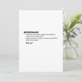 Bruidsmeisje definitiekaart – Grappig en oprecht B Bedankkaart (Staand voorkant)