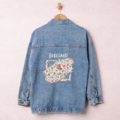 Bruidsmeisje denim jasje – waterverf bloemenpatch denim jacket (Hangar)