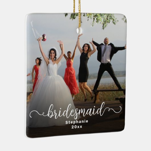 Bruidsmeisje Dubbelzijdig Curly Script Overlay Fot Keramisch Ornament (Rechts)