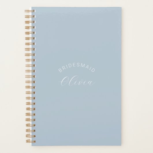 Bruidsmeisje Dusty Blue gepersonaliseerde bruiloft Planner (Voorkant)