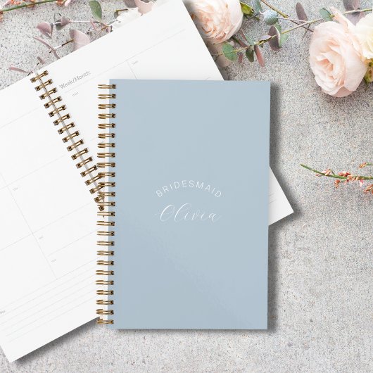 Bruidsmeisje Dusty Blue gepersonaliseerde bruiloft Planner