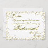 Bruidsmeisje | Elegant gouden confetti Kaart (Voorkant)