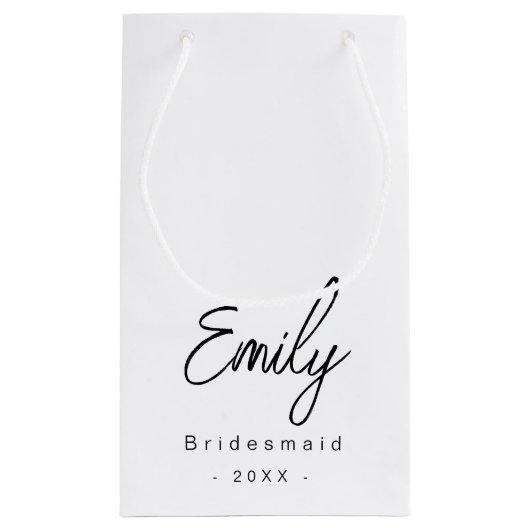 Bruidsmeisje Elegant Kleine Gift Bag | Zwart Wit Klein Cadeauzakje (Achterkant)