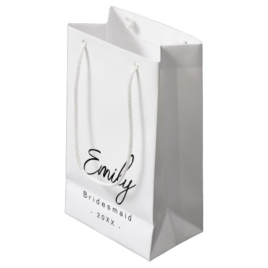 Bruidsmeisje Elegant Kleine Gift Bag | Zwart Wit Klein Cadeauzakje (Voorkant Gekanteld)
