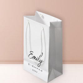 Bruidsmeisje Elegant Kleine Gift Bag | Zwart Wit Klein Cadeauzakje