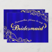 Bruidsmeisje Elegant Regal Golden Font uitnodiging (Voorkant / Achterkant)