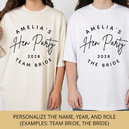 Bruidsmeisje | Elégante Script Hen Party Bruid Maa T-shirt