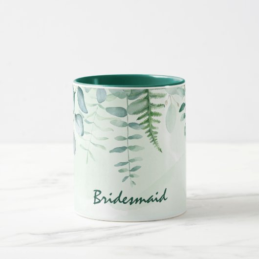 Bruidsmeisje eucalyptus groen groene bruiloft mok (Midden)