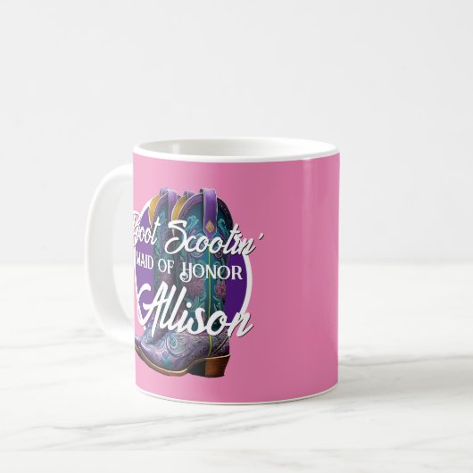 Bruidsmeisje Fancy Cowboy Boots Roze Koffiemok (Voorkant links)