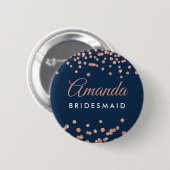 Bruidsmeisje Favor Roos Gold Glitter Confetti Navy Ronde Button 5,7 Cm (Voorkant /achterkant)