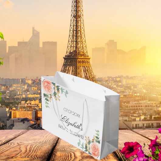 Bruidsmeisje feest bloemige roze goud eucalyptus  groot cadeauzakje