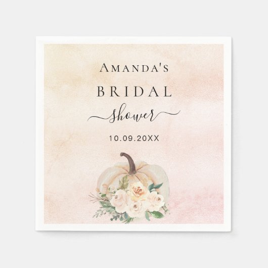 Bruidsmeisje feest pompoen roze goud crèmekleurige servet (Voorkant)