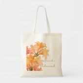 Bruidsmeisje Floral Burnt Sinaasappel Trendy Tote Bag (Voorkant)