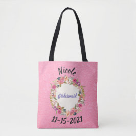 Bruidsmeisje Floral krans ontwerp Tote Bag