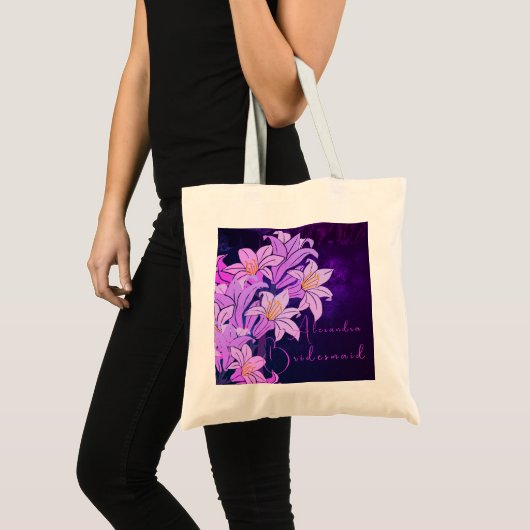 Bruidsmeisje Floral Paarse Plum Chic Tote Bag (Voorkant (product))