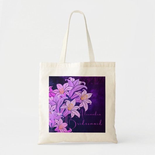 Bruidsmeisje Floral Paarse Plum Chic Tote Bag (Voorkant)