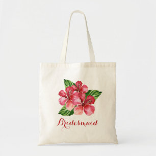 Bruidsmeisje Floral Tropical Red Hibiscus Tote Bag