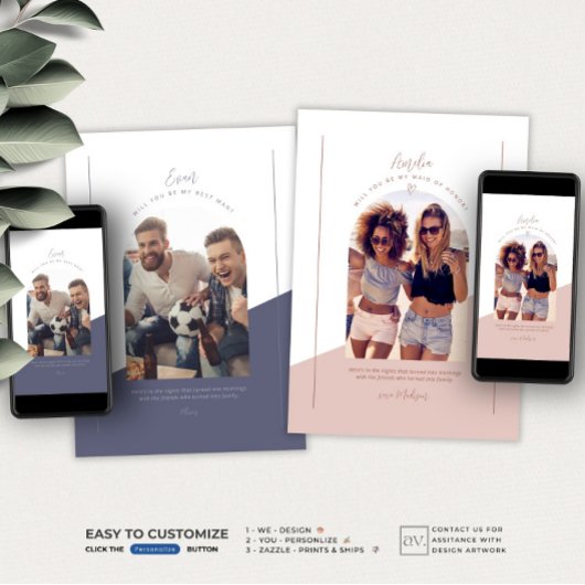 Bruidsmeisje foto persoonlijk voorstel Kaart