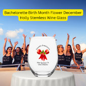Bruidsmeisje Geboortemaand Bloem December Hulst Wijnglas Zonder Voet