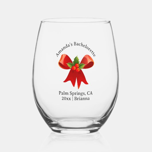 Bruidsmeisje Geboortemaand Bloem December Hulst Wijnglas Zonder Voet (Achterkant)