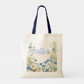 Bruidsmeisje Geel Blauw Witte Bloemen Tote Bag (Achterkant)