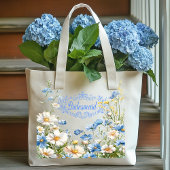 Bruidsmeisje Geel Blauw Witte Bloemen Tote Bag