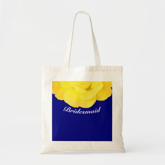 bruidsmeisje geel marine blauw wit bloemen bruilof tote bag (Voorkant)