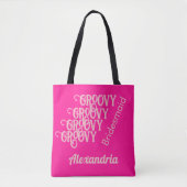 Bruidsmeisje gepersonaliseerd Hot Pink Bachelorett Tote Bag (Voorkant)