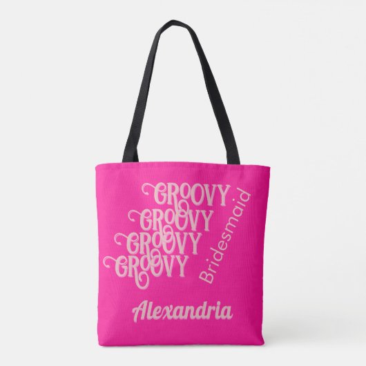 Bruidsmeisje gepersonaliseerd Hot Pink Bachelorett Tote Bag (Achterkant)