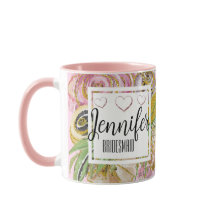 Bruidsmeisje gepersonaliseerd roze goud chic bloem