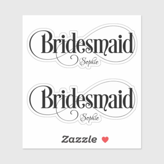 Bruidsmeisje gepersonaliseerd sticker (Vel)