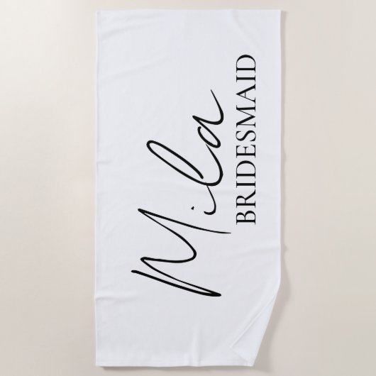 Bruidsmeisje gepersonaliseerde cadeau-ideeën strandlaken (Voorkant)