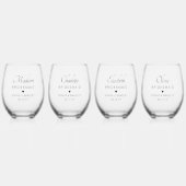 bruidsmeisje gepersonaliseerde naam bruiloft parti wijnglas zonder voet (Voorkant)