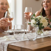 bruidsmeisje gepersonaliseerde naam bruiloft parti wijnglas zonder voet