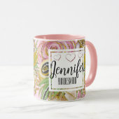 Bruidsmeisje gepersonaliseerde roze gouden chic bl mok (Voorkant rechts)