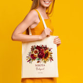 Bruidsmeisje geschenken bordeaux rozen zonnebloeme tote bag