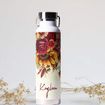Bruidsmeisje geschenken bordeaux rozen zonnebloeme waterfles<br><div class="desc">Bourgogne rozen gele zonnebloemen herfstgebladerte geel ombre achtergrond bloemen gepersonaliseerde waterfles bruids feestgeschenken,  bruidsmeisje geschenken,  praktische geschenken voor elke gelegenheid.</div>