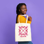 Bruidsmeisje geschenken fuchsia magenta gepersonal tote bag<br><div class="desc">Bruidsmeisje geschenken fuchsia magenta Majolica Mediterrane tegels gepersonaliseerde canvas tas.</div>