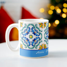 Bruidsmeisje geschenken gunsten blauw Majolica teg Koffiemok