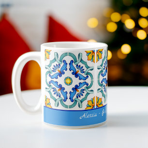 Bruidsmeisje geschenken gunsten blauw Majolica teg Koffiemok