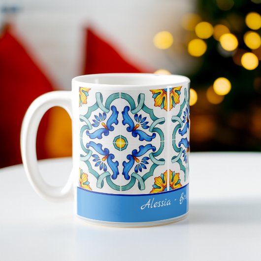 Bruidsmeisje geschenken gunsten blauw Majolica teg Koffiemok
