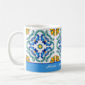 Bruidsmeisje geschenken gunsten blauw Majolica teg Koffiemok (Links)