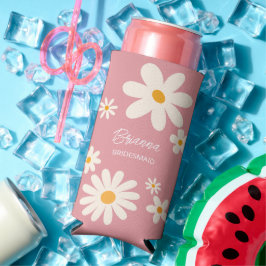 Bruidsmeisje geschenken retro daisy woestijn roze  seltzer blikjeskoeler