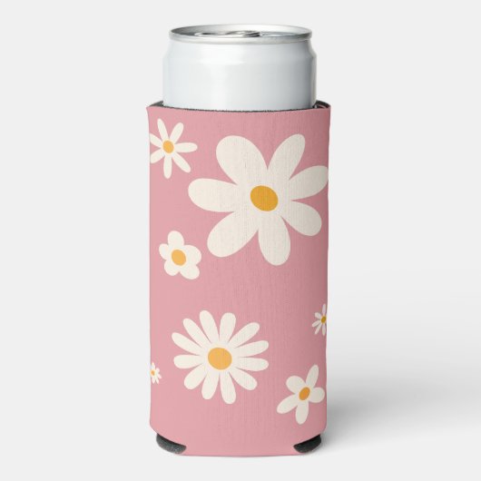 Bruidsmeisje geschenken retro daisy woestijn roze seltzer blikjeskoeler (Seltzer Achterkant)