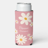 Bruidsmeisje geschenken retro daisy woestijn roze  seltzer blikjeskoeler (Seltzer Voorkant)