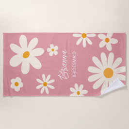 Bruidsmeisje geschenken retro daisy woestijn roze  strandlaken