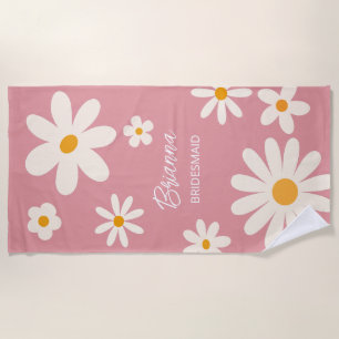 Bruidsmeisje geschenken retro daisy woestijn roze  strandlaken
