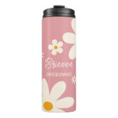 Bruidsmeisje geschenken retro daisy woestijn roze  thermosbeker (Voorkant)