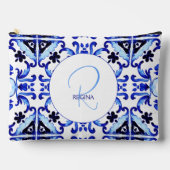 Bruidsmeisje geschenken talavera blauw tegels mono etui (Voorkant)